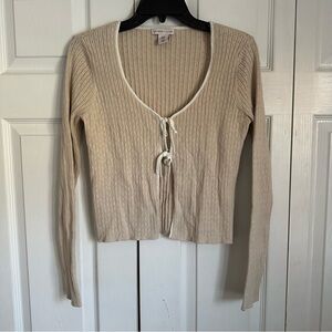 Sincerly Jules Cardigan Sweater Womens XL Beige Long Sleeve Cottage Coquette